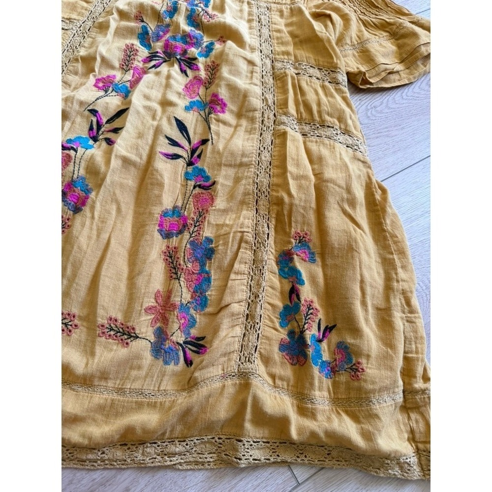 Free People Perfectly Victorian Dress Embroidered Boho Crochet Lace Trim Small - Picture 4 of 9
